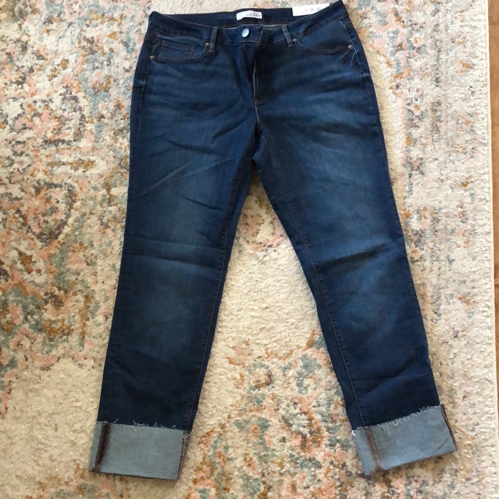 LOFT curvy straight cuffed jeans